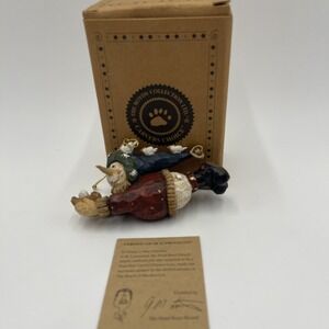 Boyd's Bears Barnaby Homeward Bound Christmas Ornament Snowman Birds Nest Flying